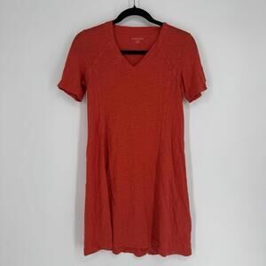 Eileen Fisher Dress PP XS orange organic hemp cotton mini colorful beachy office